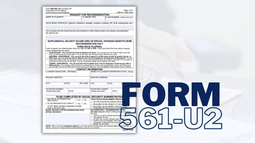 Form SSA-561: Request for Reconsideration